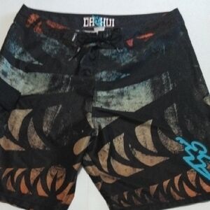 Da Hui Men's Black and Tan Board Shorts Size‎ 38